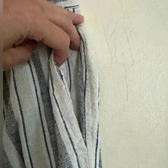 DYLAN Joshua Pants in Natural Stripe Flax Blend Size L - Picture 7 of 8